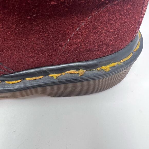 VTG Very Rare Dr Martens Na Na Boots Women's Size 7 Burgundy Suede 8 Eyelet - Picture 7 of 14